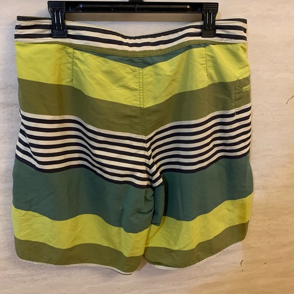 Patagonia Men's Wavefarer Broad Striped Swim Shorts - Green and Yellow - Picture 2 of 8